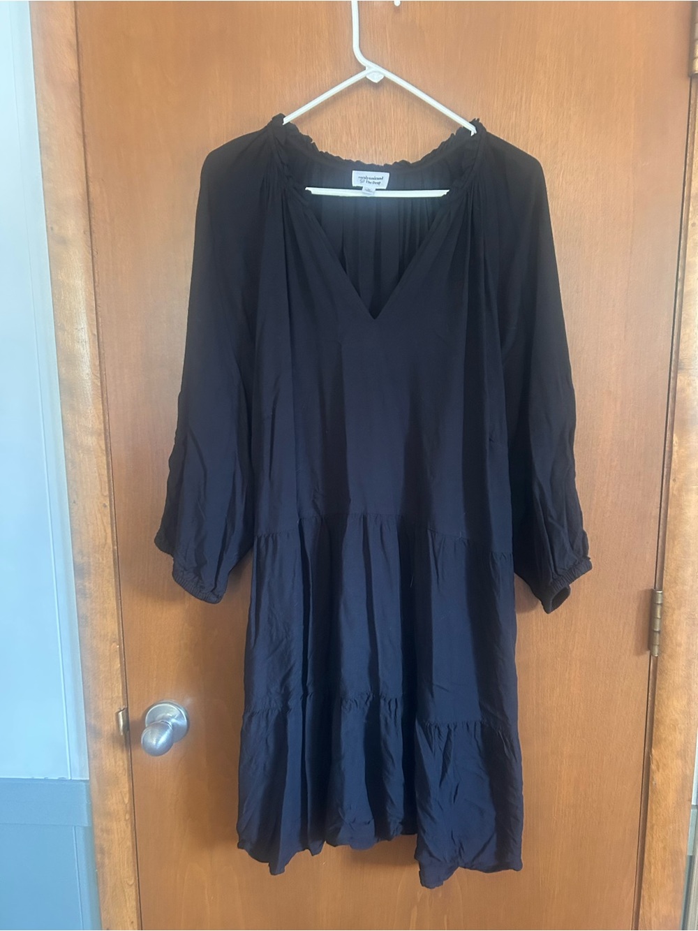 Black Tiered V-Neck Women's Dress